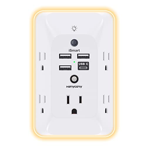 Outlet Extender with Night Light, Multi Plug Outlet, USB Wall Charger Surge Protector 4 USB Charging Port(1USB C), Power Strip Electrical Outlet Splitter Expander for Home Office Dorm Room ETL Listed - Click to Buy