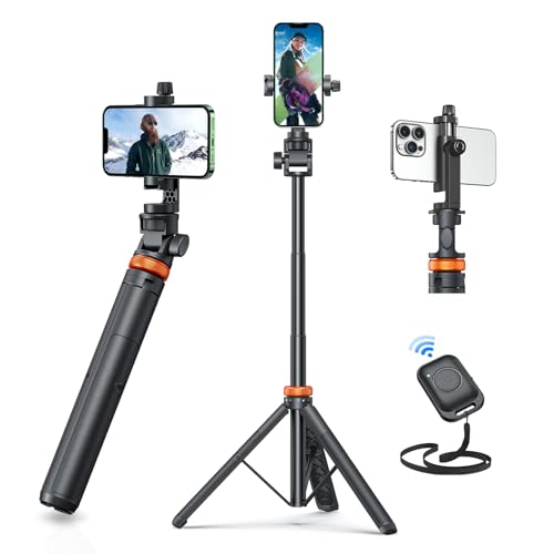 EUCOS 62" Phone Tripod, Tripod for iPhone & Selfie Stick Tripod with Remote, Extendable Phone Tripod Stand & Travel Tripod, Solidest Cell Phone Tripod Compatible with iPhone/Android - Click to Buy