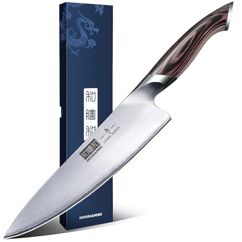 HOSHANHO Kitchen Knife in Japanese High Carbon Steel, High-Class Chef's Knife 8 inch Professional Cooking Knife, Non-Slip Ultra Sharp Knife with Ergonomic Handle - Click to Buy