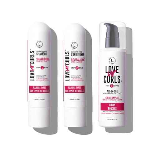 Love Ur Curls - Shampoo & Conditioner Set with All in One Curl Cream Styler for Curly Hair, 3 Step System to Repair and Moisturizing