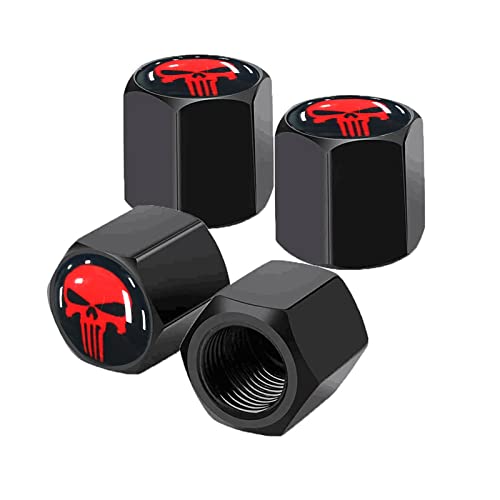 Ajxn 4 Pack Skull Car Wheel Tire Valve Stem Caps Airtight Dust Proof Covers Universal Tire Air Valve Caps, Trucks, Bicycles, Car Accessories for Men and Women Red - Click to Buy