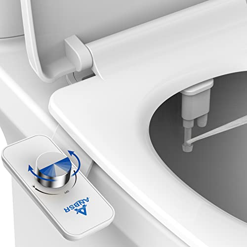 ANBSR Ultra-Slim Bidet Attachment Dual Nozzle (Frontal Rear/Feminine Wash) Fresh Cold Water Non-Electric Bidet Toilet Seat Attachment Adjustable Water Pressure