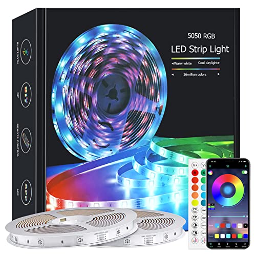 zyzykeji Led Strip Light 20m with Music Sync, RGB Smart Strip Lights with Remote and APP Control, Lights for Bedroom, TV, Kitchen, Party, Home(2 Rolls of 10m) - Click to Buy