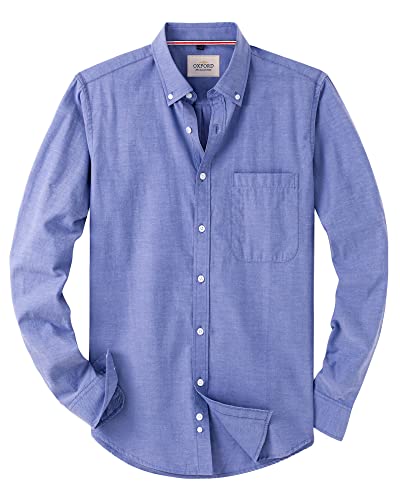 Alimens & Gentle Men's Solid Oxford Shirt Long Sleeve Button Down Shirts with Pocket - Click to Buy