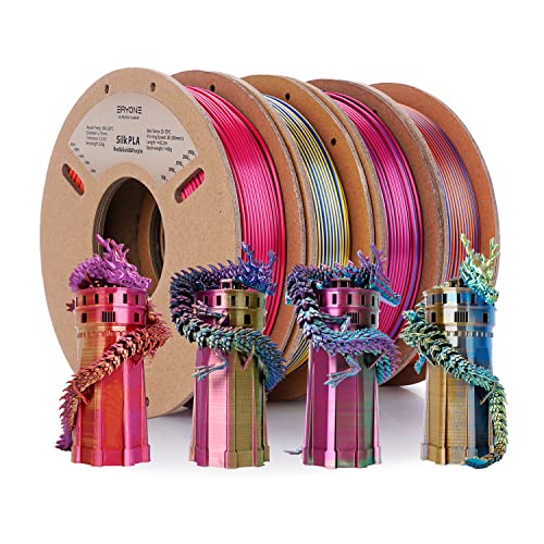 ERYONE 3D Printer Bundle PLA Filament Silk Tri Color 250g*4 Spools 1.75mm +/- 0.03mm, Silk Gold Silver Copper/Red Blue Green/Red Purple Gold/Red Yellow Blue - Click to Buy