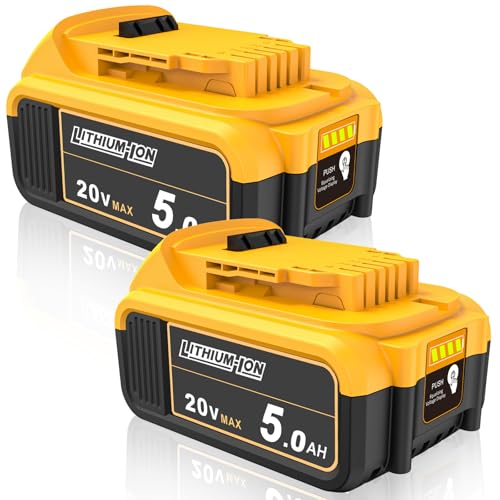 AMICROSS 2 Pack 20V 5000mAh Battery Replacement for Dewalt 20V Battery Compatible with DCB206 DCB200 DCB201 DCB204 20 Volt Lithium-Ion MAX DCD/DCF/DCG Series Cordless Tools & Chargers DCB112 DCB115 - Click to Buy