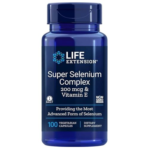 Life Extension, Selenium Complex & Vitamin E, 100 vegetarische Kapseln, 200mcg Selen & 20,1mg Vitamin E je Dosis, Glutenfrei, Sojafrei, GMO frei, Geschmacksneutral