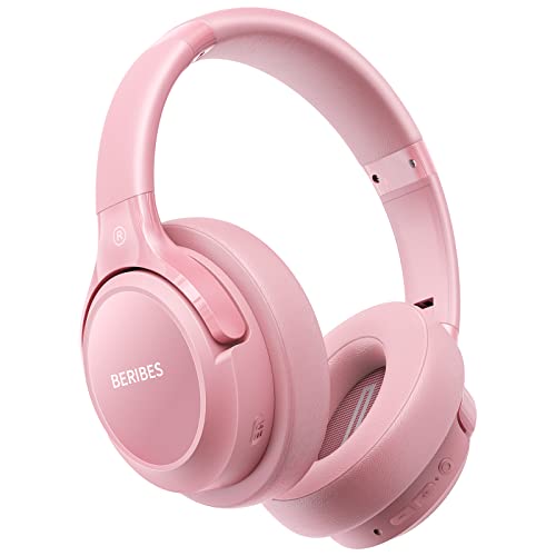 Bluetooth Headphones Over Ear,BERIBES 65H Playtime and 6 EQ Music Modes Wireless Headphones with Microphone,HiFi Stereo Foldable Lightweight Headset, Deep Bass for Home Office Cellphone PC Ect.(Pink) - Click to Buy