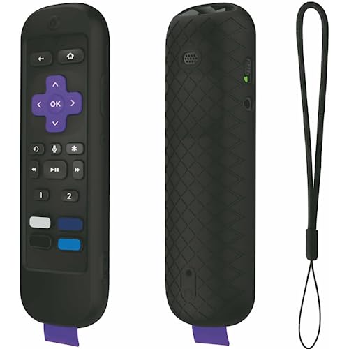 USTIYA Remote Control Case for Roku TV Ultra 2022 /Voice Remote Pro/Streaming Stick 4K+/Streambar Pro Protective Cover Silicone (Black) - Click to Buy