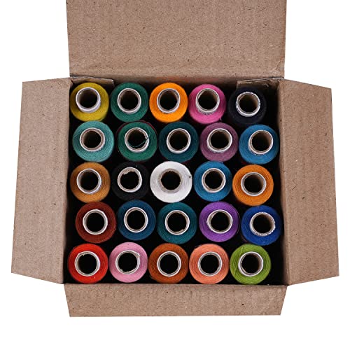 SANWALSA Delta 2 PLY Polyester Sewing Thread Box (300 Meters Each- Set of 25 Tubes) - Multicolored (Dark Shade) Thread Spools - Click to Buy