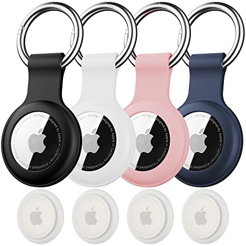 Citymore 4 Pack IPX8 Waterproof for AirTag Keychain，with Soft Silicone AirTags Holder Case Key Ring, Compatible with Apple AirTag for Luggage,Keys, Dog Collar etc - Click to Buy