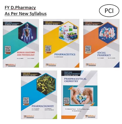 Set Of 5 Books For 1st Year D.pharmacy As Per New PCI Syllabus [Human Anatomy &Physiology, Pharmaceutics, Social pharmacy, Pharmacognosy, Pharmaceutical Chemistry] - Click to Buy