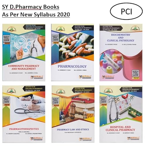 D pharmacy 2nd year Books Set of 6 [Pharmacotherapeutics,Hospital & Clinical Pharmacy,Community Pharmacy & Management,Pharmacy Law & Ethics,Pharmacology,Biochemistry & Clinical Pathology] - Click to Buy