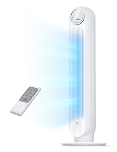 Dreo Tower Fan for Bedroom, 25ft/s Velocity Quiet Floor Fan, 90° Oscillating Fans for Indoors with 4 Speeds, 4 Modes, 8H Timer, Standing Fans, Bladeless Fan, White, Nomad One (DR-HTF007) - Click to Buy