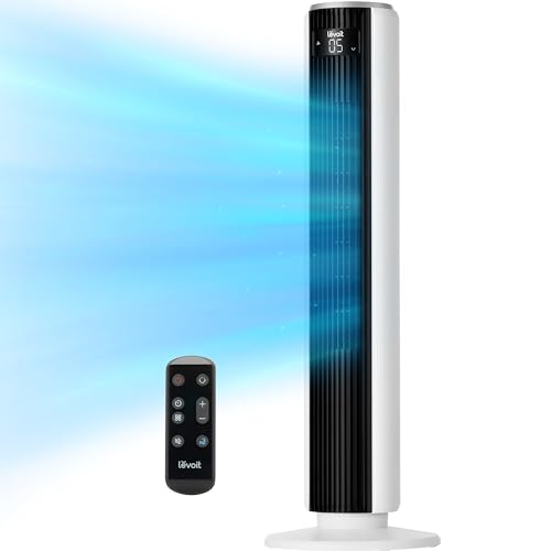 LEVOIT Tower Fan for Bedroom, Standing Fan that Blows Cold Air for Home, 28dB Quiet for Sleep, Remote, 90° Oscillation, 12H Timer, 25ft/s Velocity, 5 Speeds, 4 Modes, Bladeless 36 inch, White - Click to Buy
