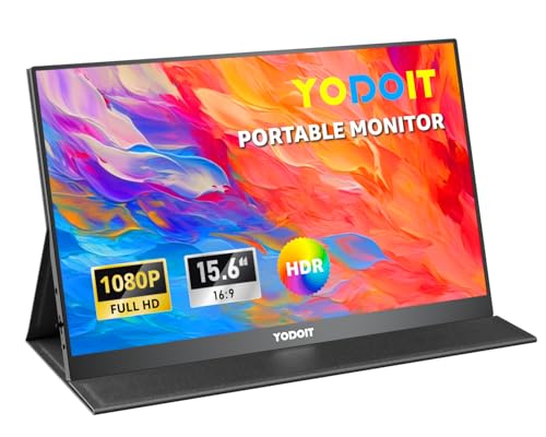 Yodoit Portable Monitor 15,6 Zoll 1920 x 1080 FHD Tragbarer Monitor IPS-Display mit USB Typ C Eingebaute Lautsprecher Eye Care Bildschirm für PC, Laptop, Xbox, PS 3/4/5, Switch und TV - Click to Buy
