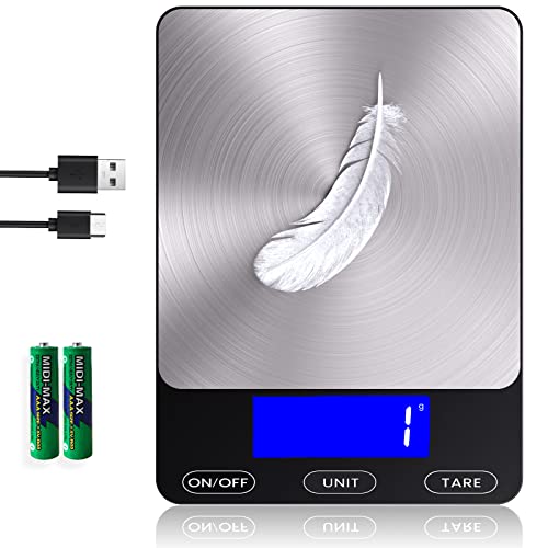 Food Scale -33lb Digital Kitchen Scale for Food Ounces Grams Rechargeable 304 Stainless Steel,Batteries and Type-C Charging | Perfect for Meal Prep, Cooking, and Baking, Black - Click to Buy