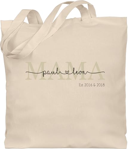 Baumwolltasche - Mama mit Namen Kinder est I Geschenk Mama Muttertag I Mutti Geschenkidee Mom I Mum Geburtstag I Weihnachten - Unisize - Naturweiß - frisch gebackene mutter geschenke mummy bag - Click to Buy