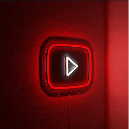 YouTube Logo Neon Sign for Wall Decor - Custom Light With Multiple Size Options - Click to Buy