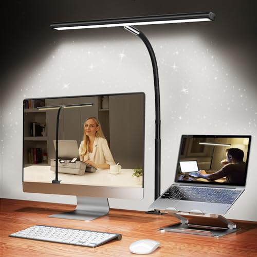 Airlonv LED Desk Lamp for Office Home, Eye-Caring Desk Light with Stepless Dimming Adjustable Flexible Gooseneck, 10W USB Adapter Desk Lamp with Clamp for Reading, Study, Workbench (Black) - Click to Buy