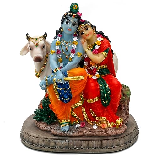 Hindu God Radha Krishna Statue - 6.6" H Indian Idol Radha Krishna Wedding Gift for Indians Puja Item Pooja Return Gift Diwali Gifts Home Office Altar Temple Mandir Yoga Studio Spiritual Decor - Click to Buy