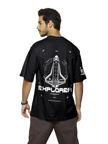 Bewakoof Official NASA Merchandise Men's Graphic Print Oversized Fit Half Sleeve Round Neck Cotton T-Shirt - Click to Buy