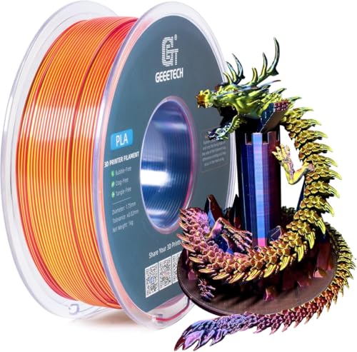 GEEETECH Tricolor Silk PLA Filament 1,75mm, 3D Drucker Filament 1KG/Spule, Silk Rot Gelb Blau - Click to Buy