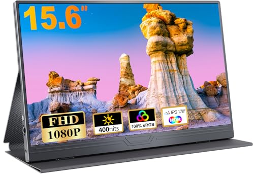 CUIUIC Portable Monitor, 15,6 Zoll Tragbarer Mobiler IPS Bildschirm, FHD 1920x1080 HDR USB C mit Type-C HDMI Anschluß, für Laptop/MacBook/PC/Xbox/PS/Switch, mit Schutzhülle - Click to Buy