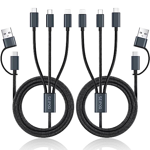 Multi Charging Cable 5 in 1, 2 Pcs 4FT USB C/A Multi Charger Cable to Type-C/Micro USB Port, Nylon Braided USB C Multiple Charger Cable, Universal Multi Phone Charger Cable for Cell Phones and More - Click to Buy