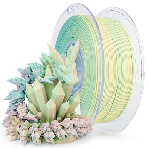 ZIRO Matt Dreifarbiges 3D Drucker Filament, Multicolor Co-Extrusion Matte PLA Filament 1.75mm 1kg, Matte Oberfläche, Kompatibel mit FDM 3D-Druckern, Buntes Nebel - Click to Buy