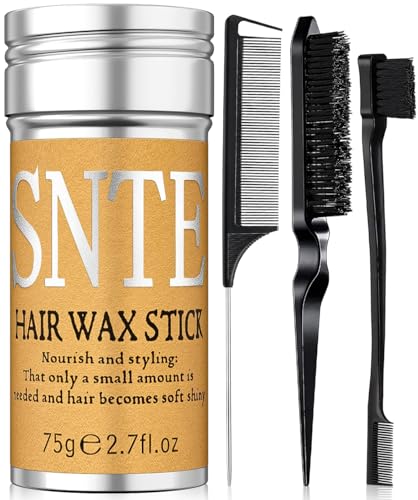 Slick Back Hair Brush Set: Hair Wax, Edge Brush, Rat Tail Comb, Bristle Brush, Hair Bun Accessories, Smoothing Brush for Women & Kids - Click to Buy