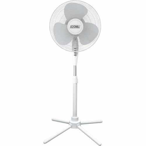EZ-CHILL 16” Oscillating Pedestal Fan, 3-speed Options, 90-Degree Oscillating Head, Adjustable Height and Tilt, Powerful Air Flow, White, MTSP15-16AZ - Click to Buy