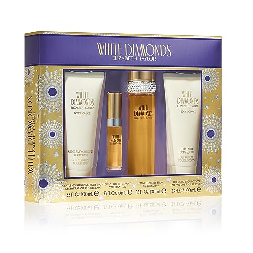 Elizabeth Taylor White Diamonds 4-Piece Set for Women (3.3 Oz Eau De Toilette Spray, 0.33 Oz Eau De Toilette, Body Lotion, Body Wash) - Click to Buy
