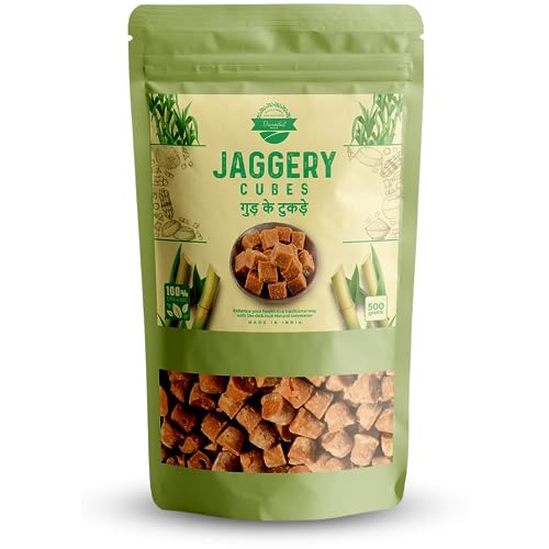 Danodia Foods Organic Brown Jaggery Cubes 1 lb (450g) | Pure & Natural Sugarcane Sweetener | No Additives or Anti-Caking Agents | Ideal for Tea, Milk, Desserts & Baking | Traditional Indian Jaggery Blocks - Click to Buy
