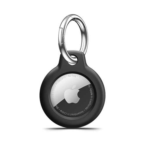 MOLOSLEEVE Airtag Holder Air Tag Case with Keychain, Anti-Scratch Airtags Key Chain for Apple Air Tags, Airtag Accessories for GPS Item Finder Tracker, Black - Click to Buy