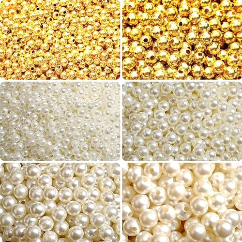 Kwizy Pearl Beads Moti Combo For Jewelry Making 1200 Pcs Acrylic Plastic Embroidery Art And Craft Kids DIY Making Purpose Loose Pearls With Holes For Bracelet Necklace Earring Sewing Crafts Decoration - Click to Buy