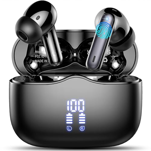 Wireless Earbuds, Bluetooth 5.3 Headphones in Ear with HiFi Stereo Deep Bass, 4 ENC Noise Cancelling Mic Wireless Earphones 40H Playtime, Bluetooth Earbuds Dual LED Display, IP7 Waterproof, USB-C - Click to Buy