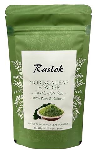 Raslok Moringa Powder | 100% Pure Moringa Leaf NO Stems | Moringa Olifera Powder (3.52 Oz) - Click to Buy
