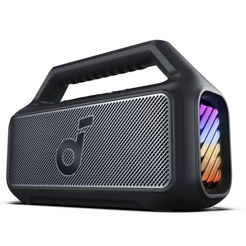 soundcore Boom 2 By Anker, Outdoor Speaker, 80W, Subwoofer, BassUp 2.0, 24H Playtime, IPX7 Waterproof, Floatable, RGB Lights, USB-C, Custom EQ, Bluetooth 5.3, Portable for Camping, Beach, and Backyard - Click to Buy