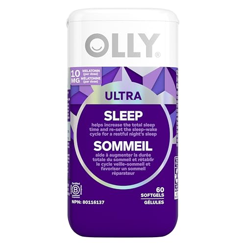 OLLY Ultra Strength Sleep Softgels, 10mg Melatonin, L-Theanine, Chamomile, Magnesium, Lemon Balm, Sleep Nighttime Sleep Aid 60 count - Click to Buy