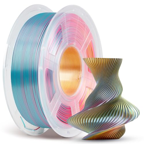 ANYCUBIC Silk PLA Filament, Tri Color PLA Silk Filament 1,75mm, 360° Farbwechsel 3D Drucker Filament, Seidentexturen Prächtige Farbe 1KG Rot Gelb Grün - Click to Buy