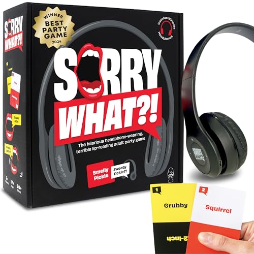 Sorry What – Hilarious Bad-Lip Reading Party Games for Adults Based on The Headphone Challenge TikTok Trend – 2+ Players, 40,000 Funny Phrase Combinations Card Game (Original for Ages 17+) - Click to Buy