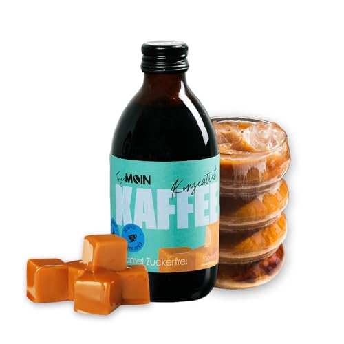 TryMoin - Caramel Macchiato - zuckerfrei - Kaffeekonzentrat mit zuckerfreiem Karamell-Kaffee-Sirup, ideal für zuckerfreien Eiskaffee, Cappuccino und mehr, 30 Kaffees pro Flasche - Click to Buy
