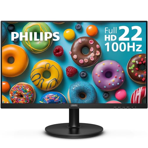 Philips 22 inch Class Thin Full HD (1920 x 1080) Monitor, 100Hz Refresh Rate, VESA, HDMI x1, VGA x1, LowBlue Mode, Adaptive Sync, 4 Year Advance Replacement Warranty, 221V8LB - Click to Buy