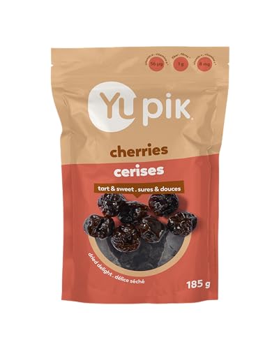 Yupik Dried Cherries, 185 g, Gluten-Free, Kosher, Dried Fruits, Tart & Sweet Whole Cherries, Pitted, Healthy Snacks, Source of Vitamin A and Vitamin C - Click to Buy