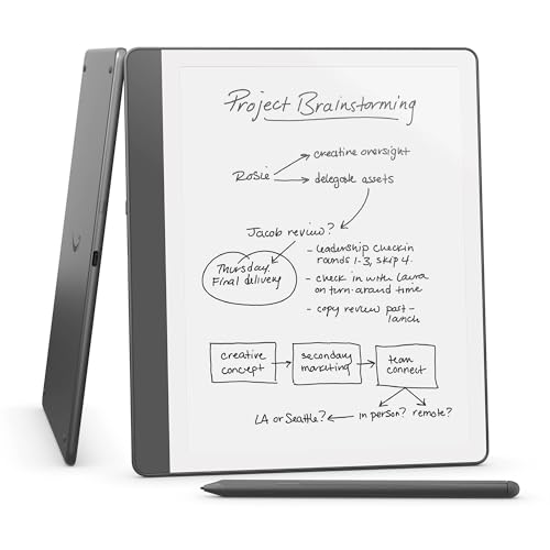 Amazon Kindle Scribe 64GB (newest model) - Redesigned display with uniform borders. Now write directly on books and documents. With built-in notebook summarization. Includes Premium Pen - Tungsten