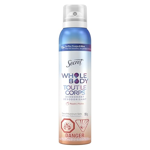 Secret Whole Body Aluminum Free Deodorant for Women Body Spray Peach & Vanilla 99g