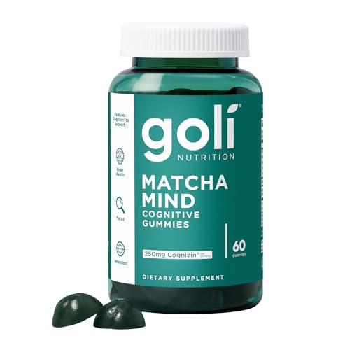 Goli Matcha Mind Gummies - 60 Count - Green Tea Leaves Powder with Cognizin for Focus, Attention and Brain Health, Vegan, Non-GMO, Gluten-Free & Gelatin Free. - Click to Buy