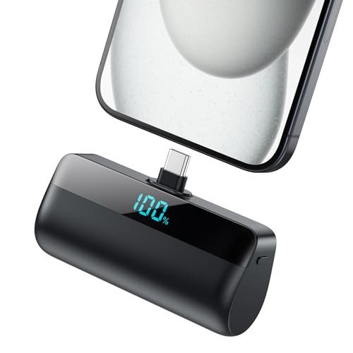Feob Mini Power Bank 5200mAh für iPhone 16/15 Serie, PD Schnellladung Powerbank USB C Externer Akku mit LCD-Display, Kompatibel mit iPhone 16/15 Plus Pro Max,Samsung S24/S23,USB C Android Telefone usw - Click to Buy