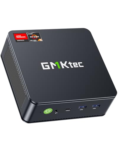 GMKtec Mini PC Ryzen 6600H, M6 Gaming Desktop Computer W11 Pro Dual NIC LAN 2.5G, AMD R5 6600H (6C/12T up to 4.50Ghz), 32G DDR5 RAM + 1TB PCle SSD, HDMI, USB4